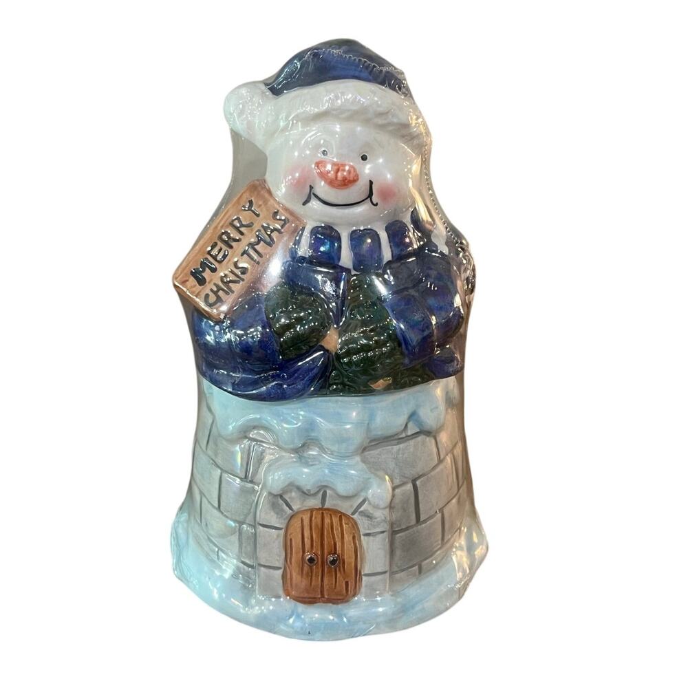 Vintage Snowman Igloo Salt Pepper‎ Set Merry Christmas Holiday Decor Cute